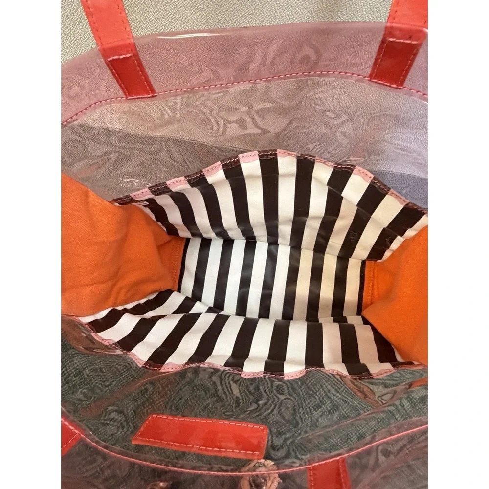 Henri Bendel New York Women's Handbag Black White Striped Double Handle Tote Bag